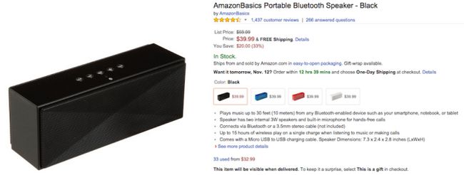 Fotografía - [Alerta Trato] AmazonBasics Altavoz portátil Bluetooth está abajo De $ 59.99 a $ 39.99
